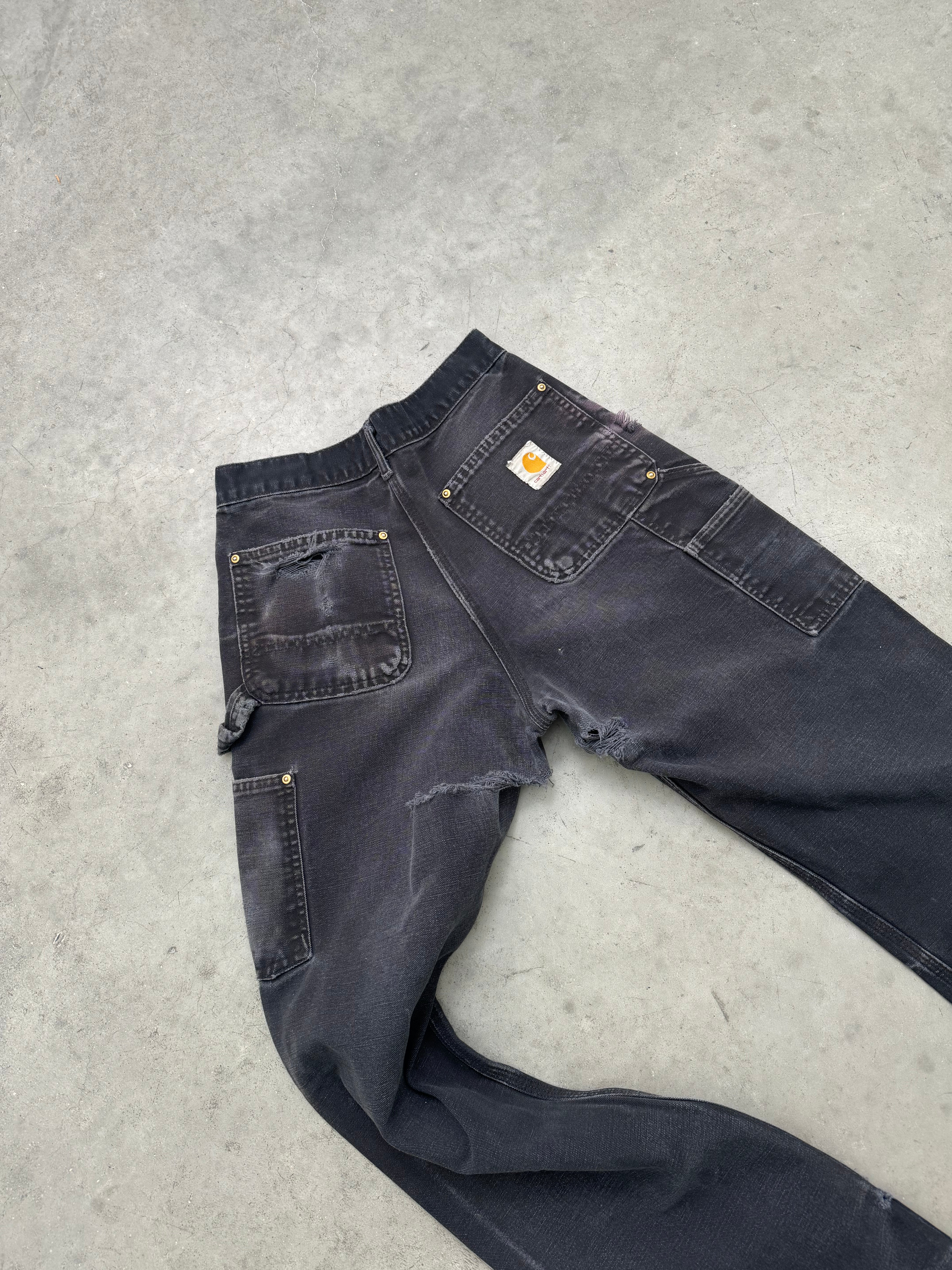 SUN FADED BLACK CARHARTT DOUBLE KNEE - 1990S