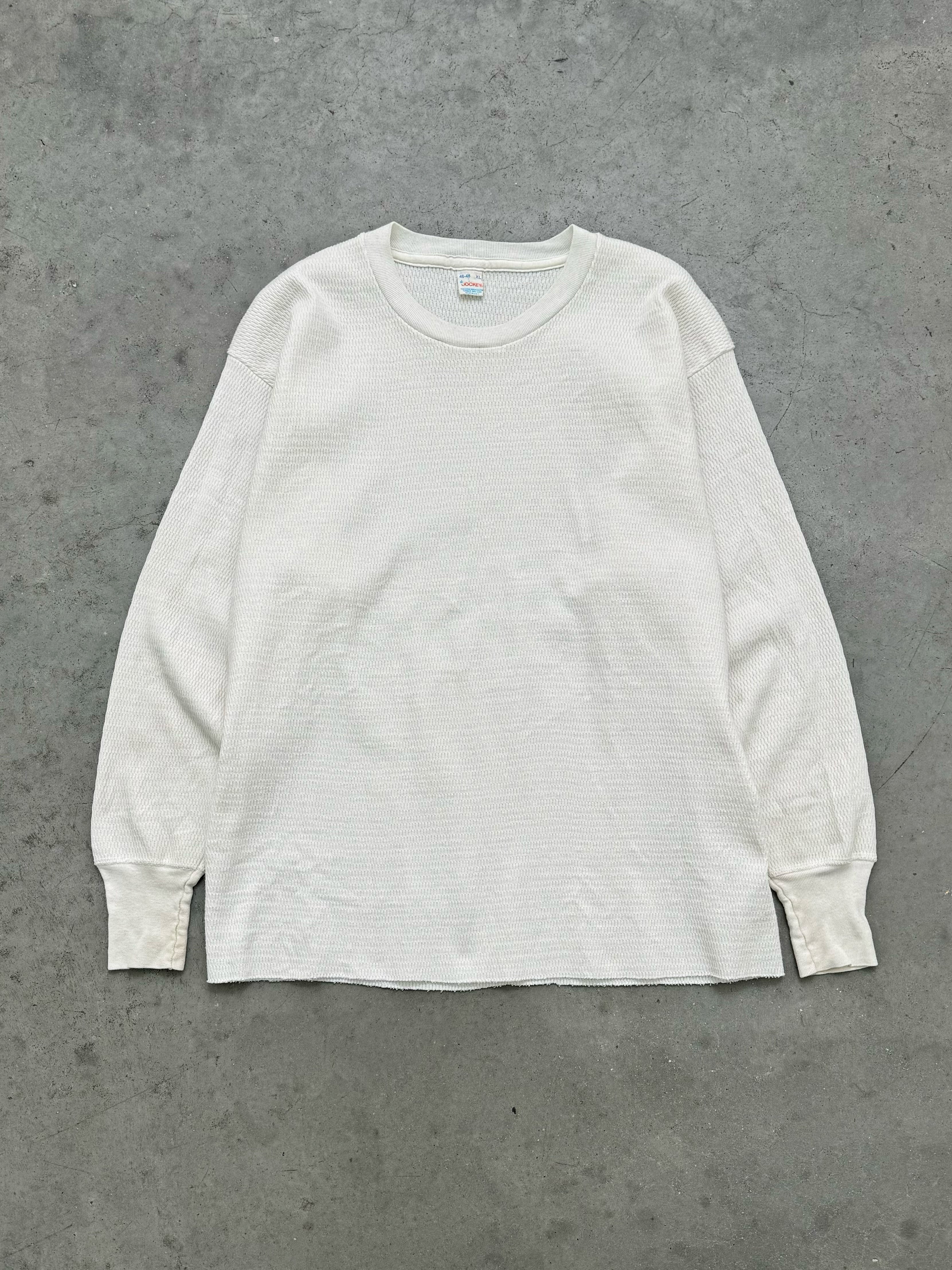 WHITE JOCKEY LONG SLEEVE THERMAL - 1980S