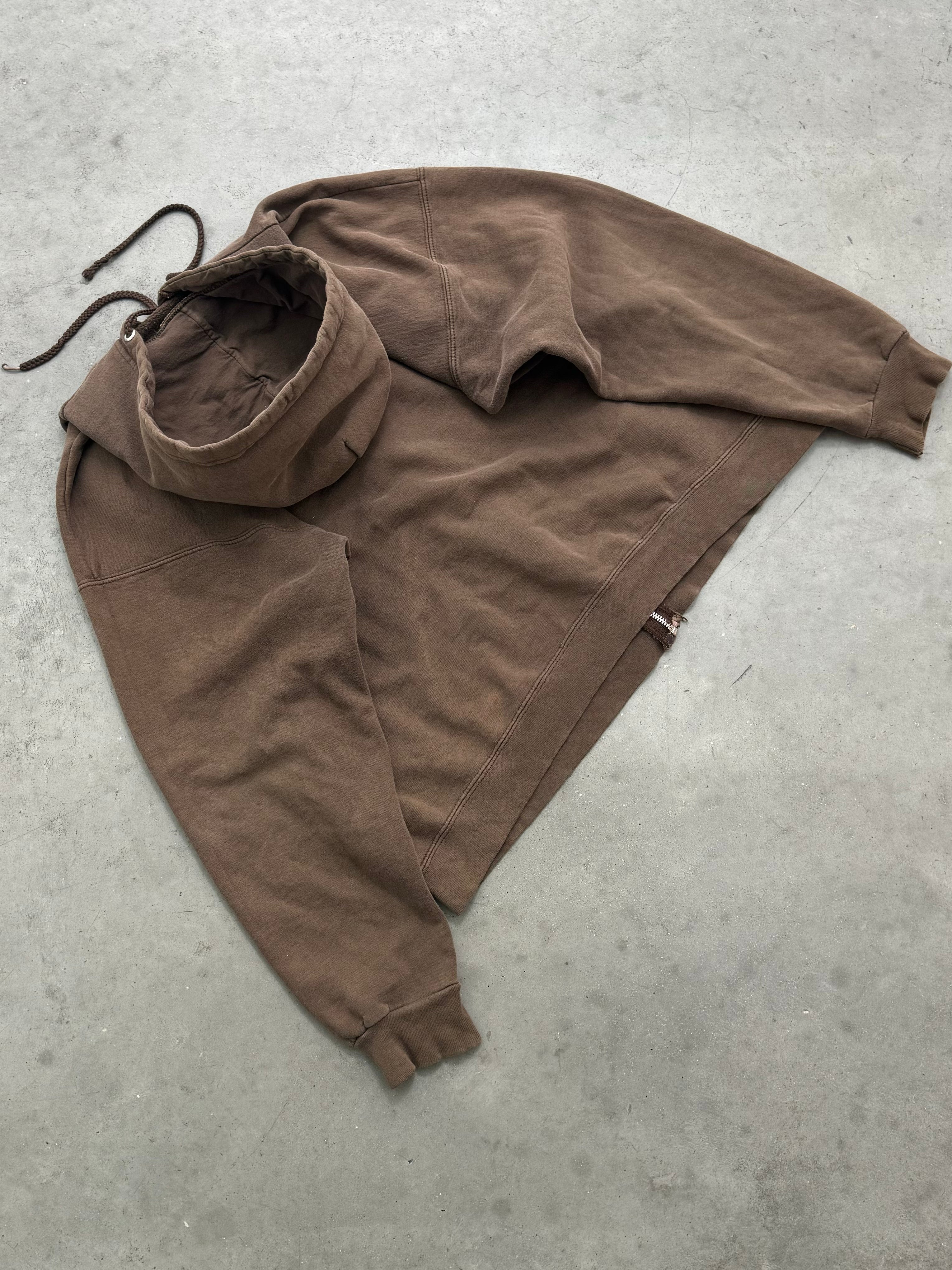 FADED MOCHA BROWN ZIP-UP HOODIE - 2000S