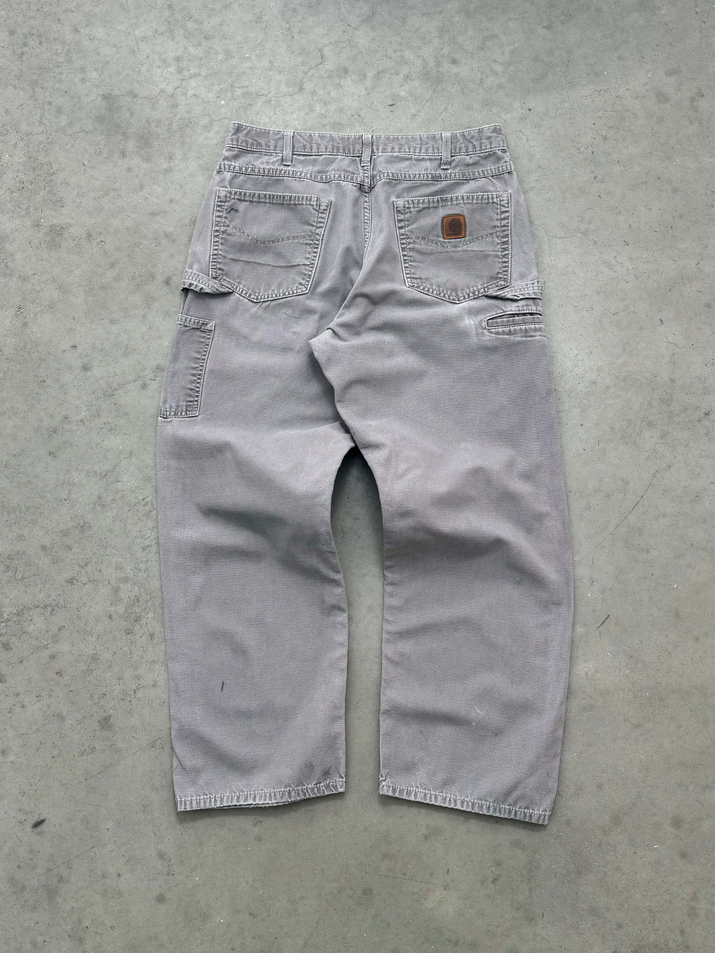 FADED SLATE GREY CARHARTT CARPENTER PANTS - 1990S