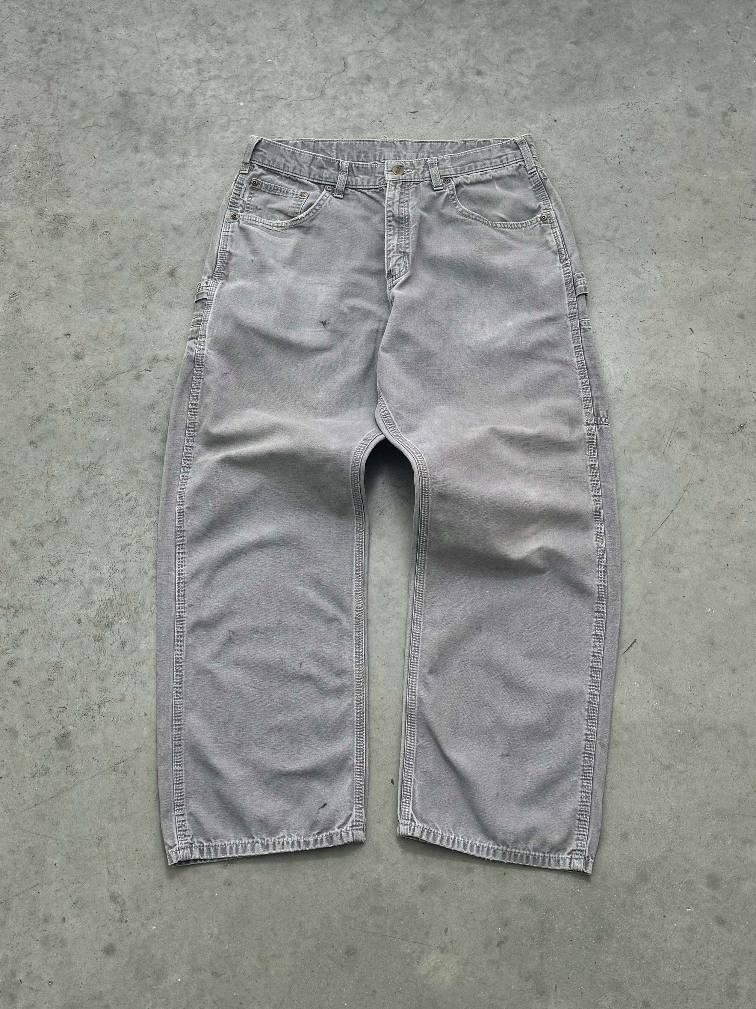 FADED SLATE GREY CARHARTT CARPENTER PANTS - 1990S