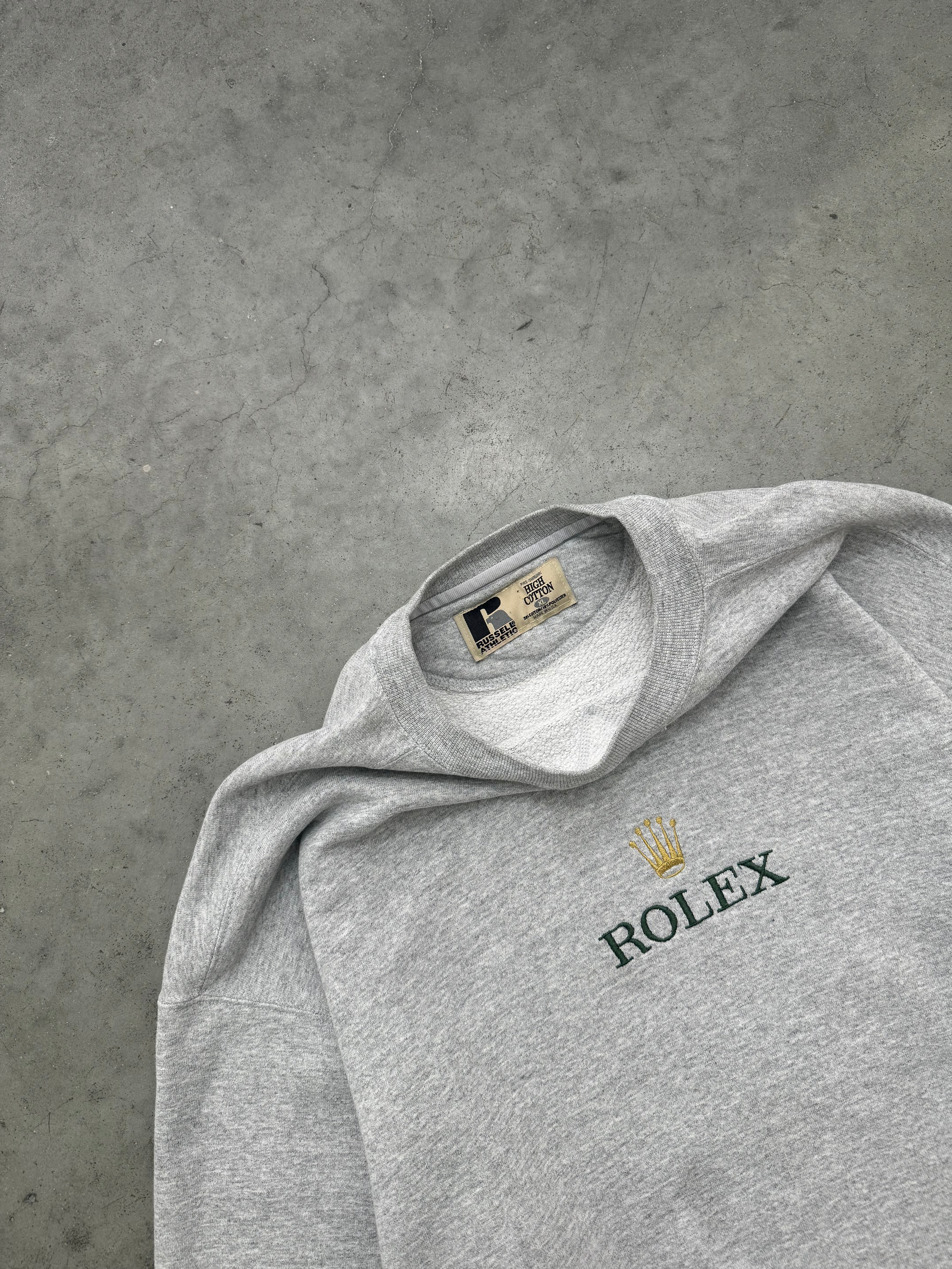 HEATHER GREY "ROLEX" RUSSELL CREWNECK - 1990S