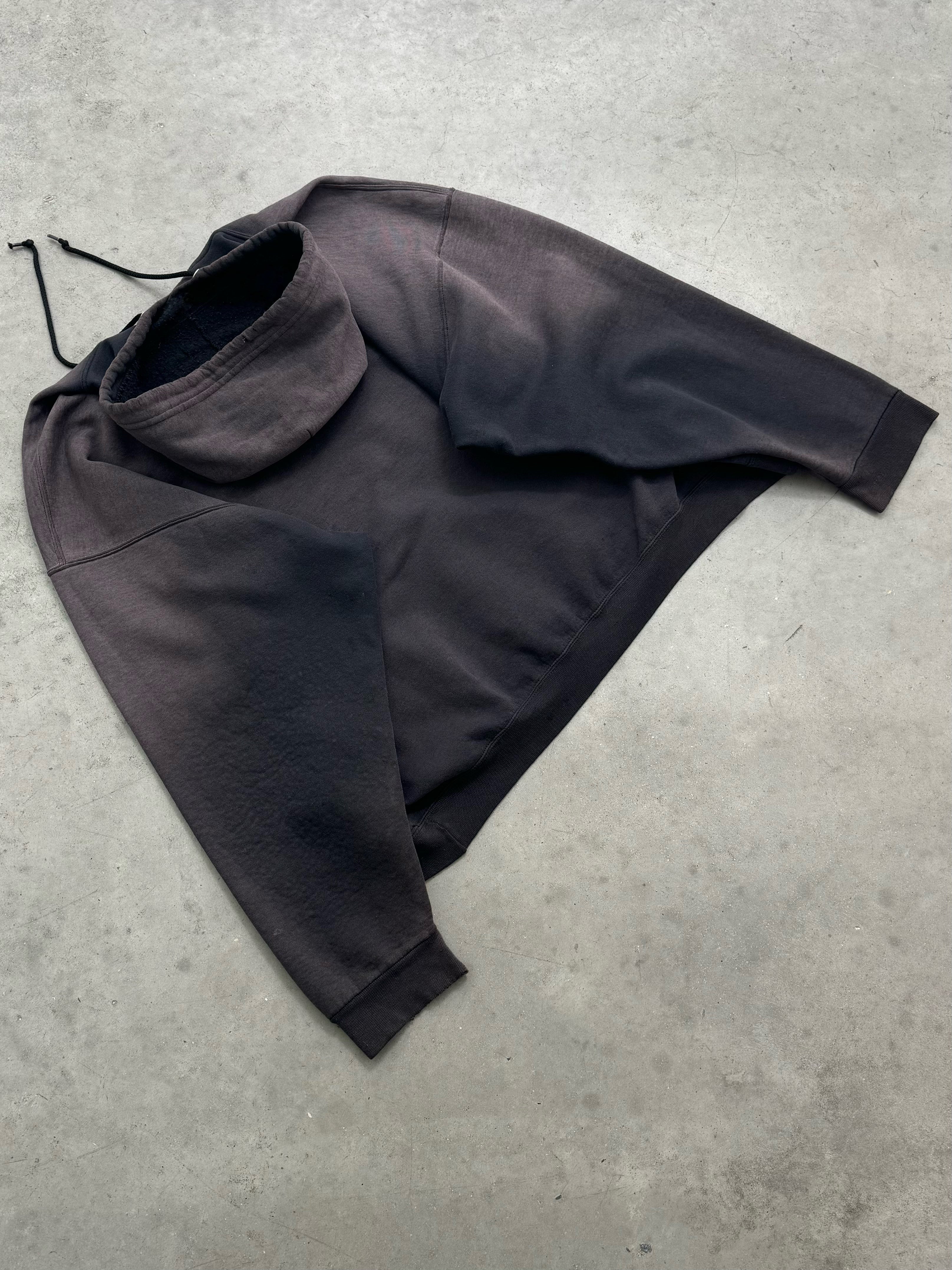 DISTRESSED SUN FADED BLACK SMOKED OUT HOODIE - 2000S