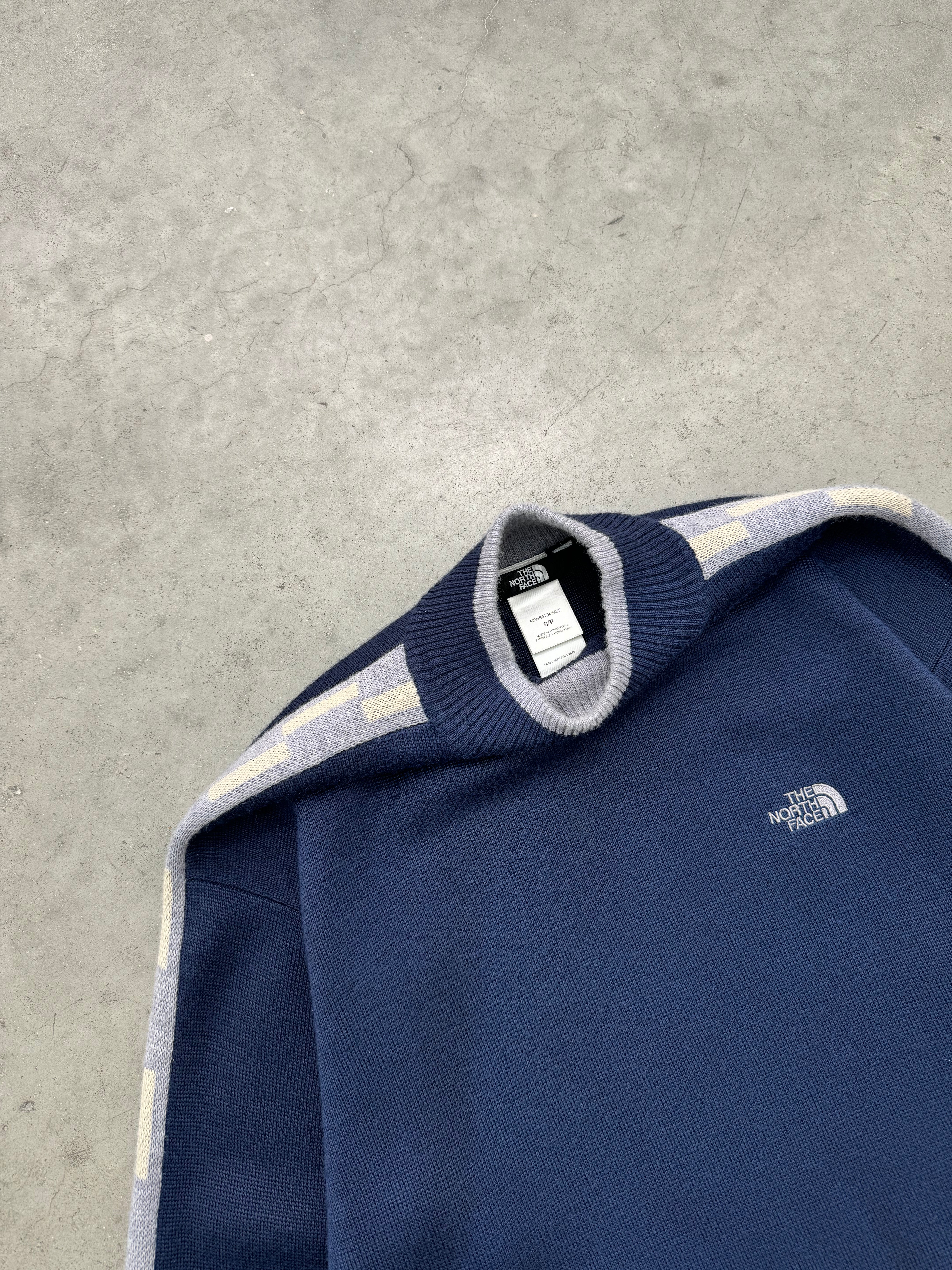 FADED BLUE THE NORTH FACE WOOL MOCK NECK SWEATER - 1990S