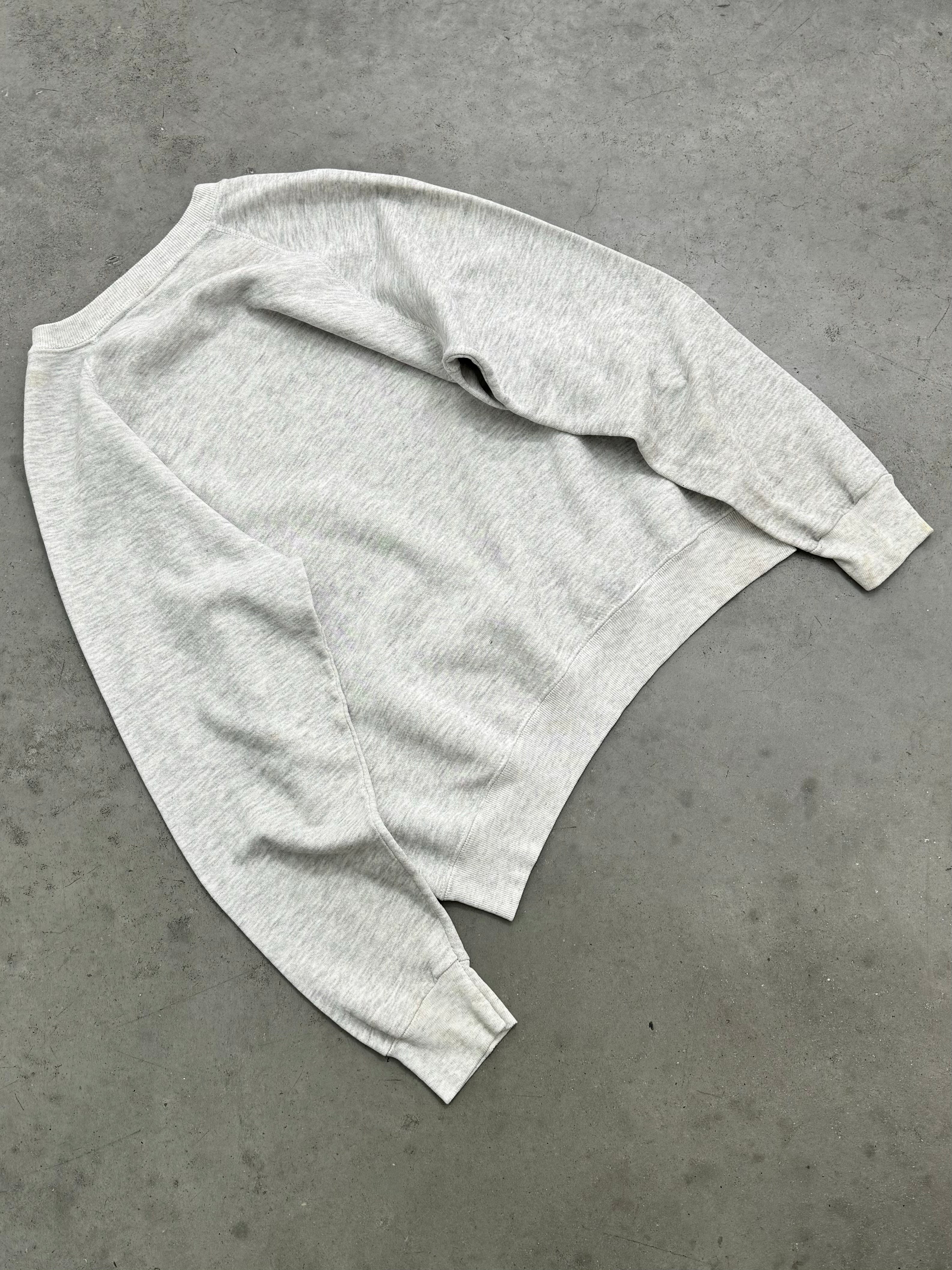 HEATHER GREY RAGLAN SLEEVE CREWNECK SWEATSHIRT - 1980S