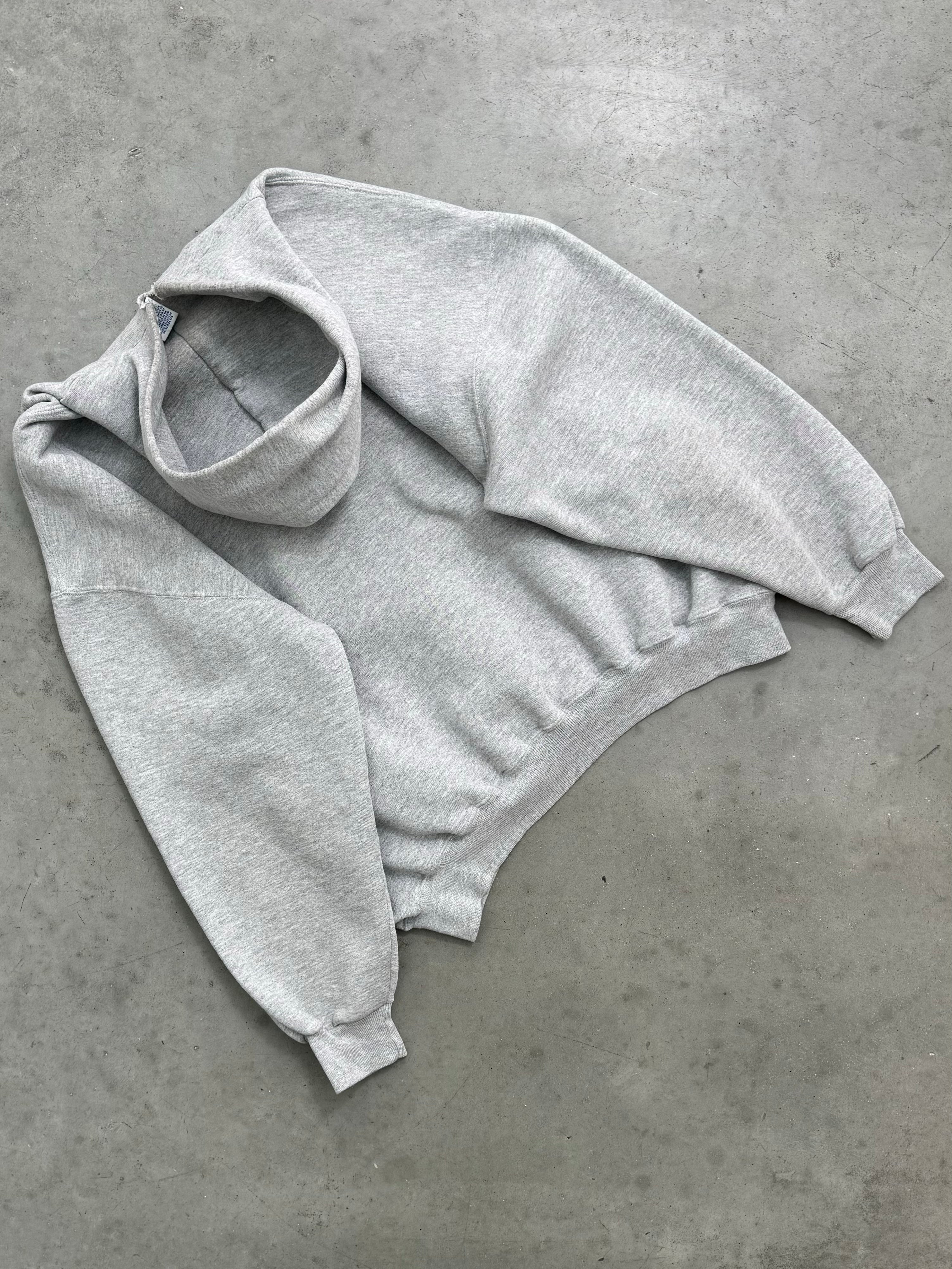 DISTRESSED FADED GREY RUSSELL HOODIE - 1990S