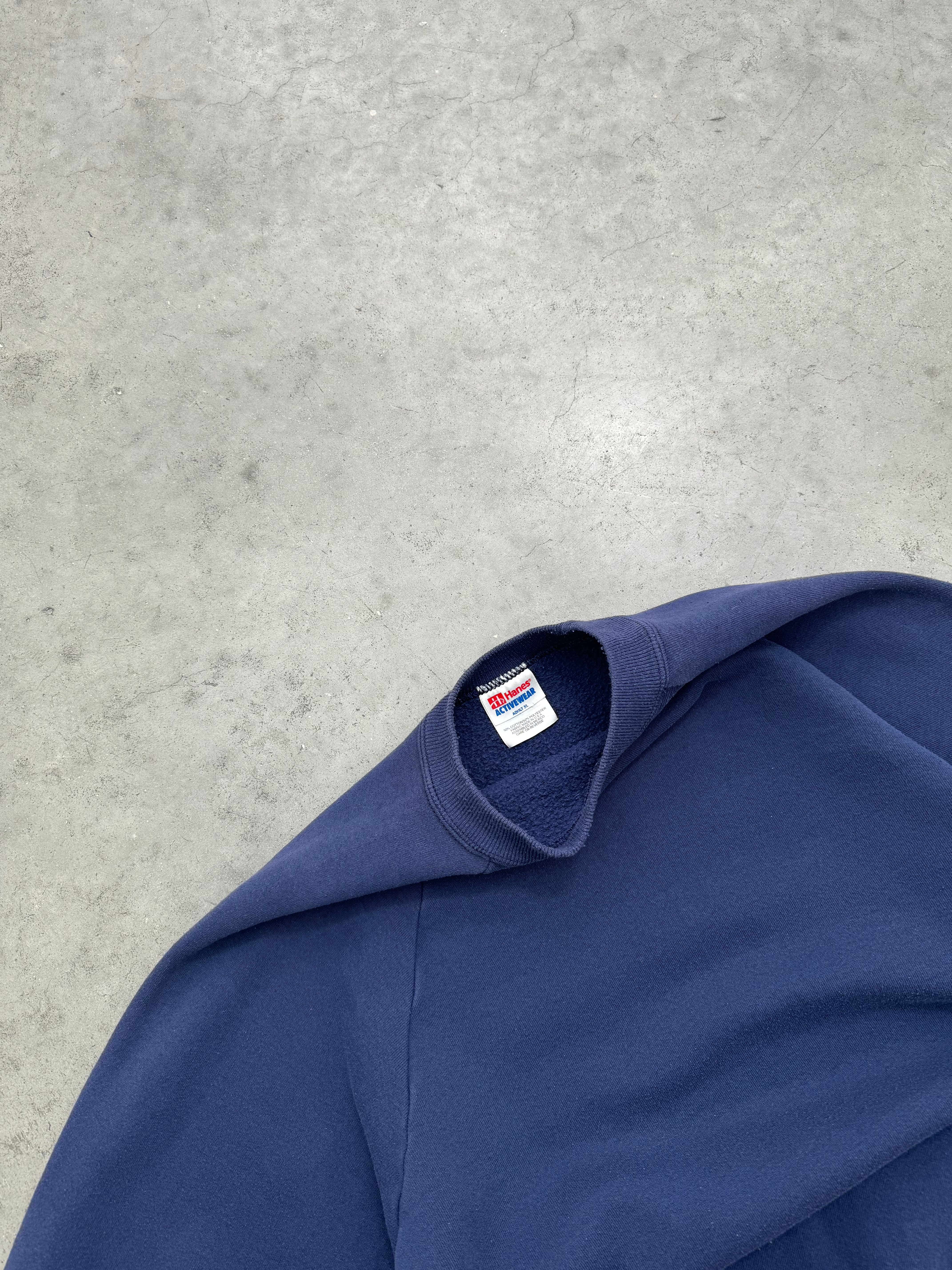 FADED INDIGO RAGLAN SLEEVE CREWNECK - 1990S