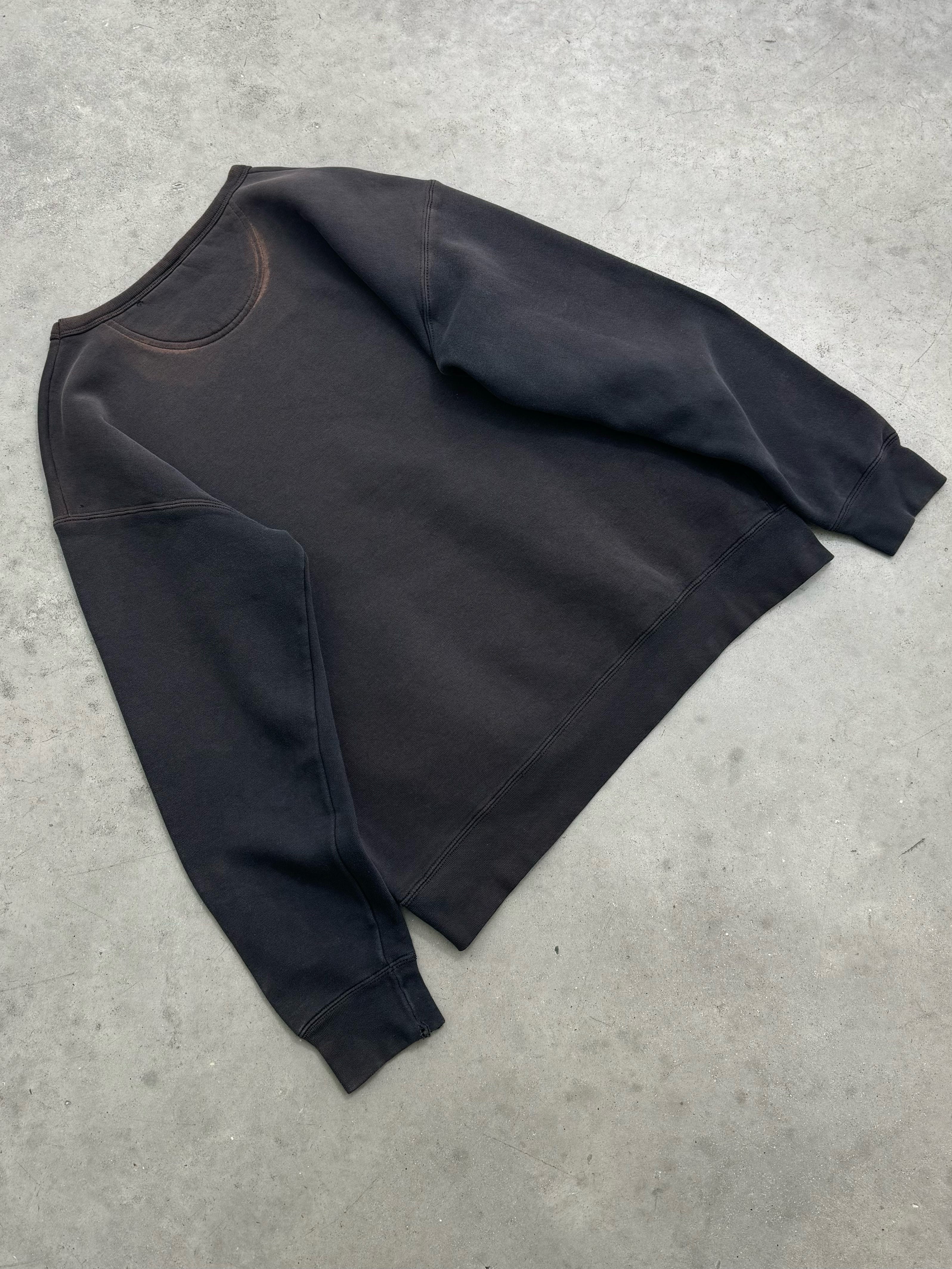 DISTRESSED SUN FADED BLACK CREWNECK - 1990S