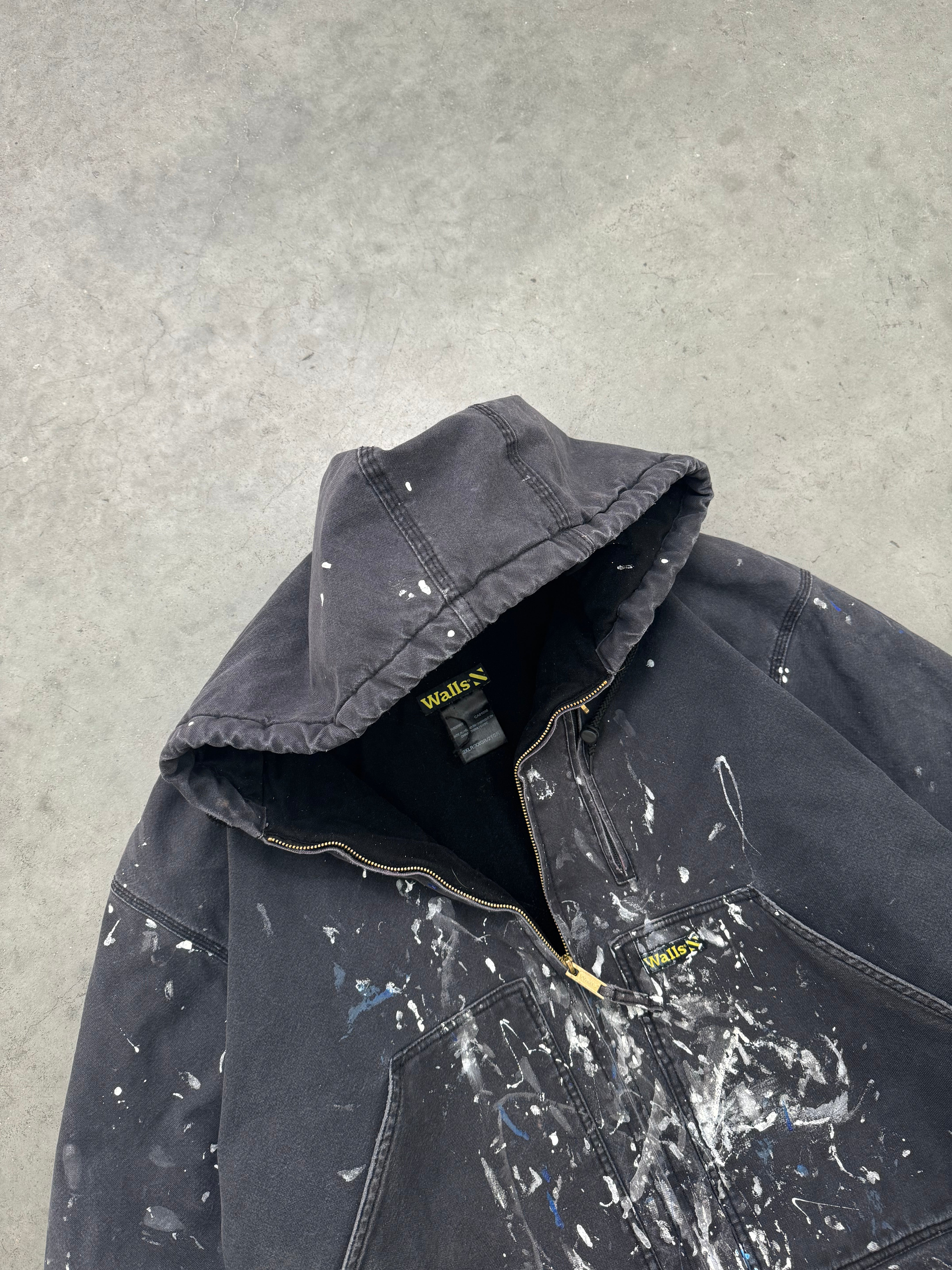 FADED PAINT SPLATTER WALLS HOODED WORK JACKET - 1990S