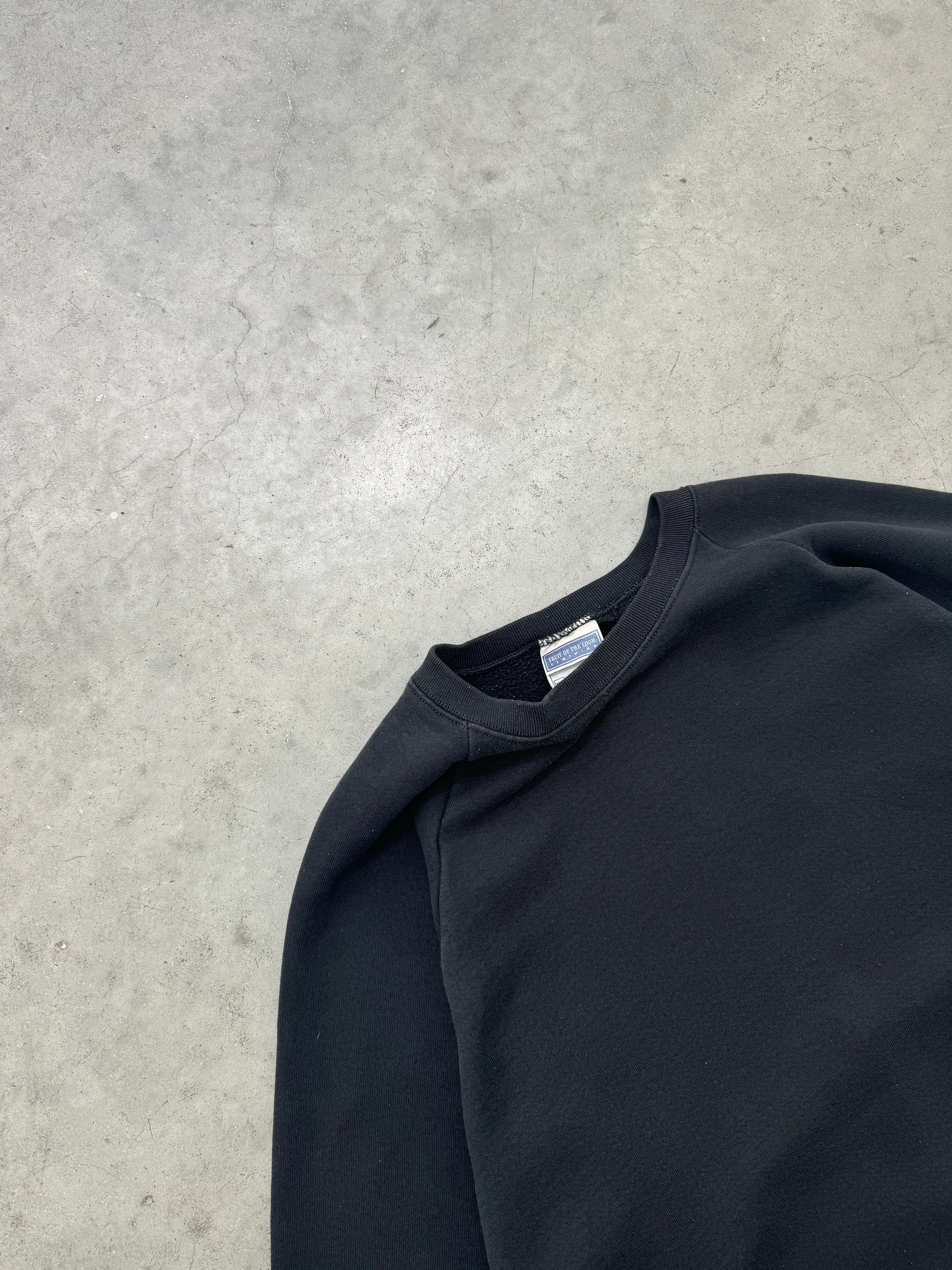 FADED BLACK RAGLAN SLEEVE CREWNECK - 1990S