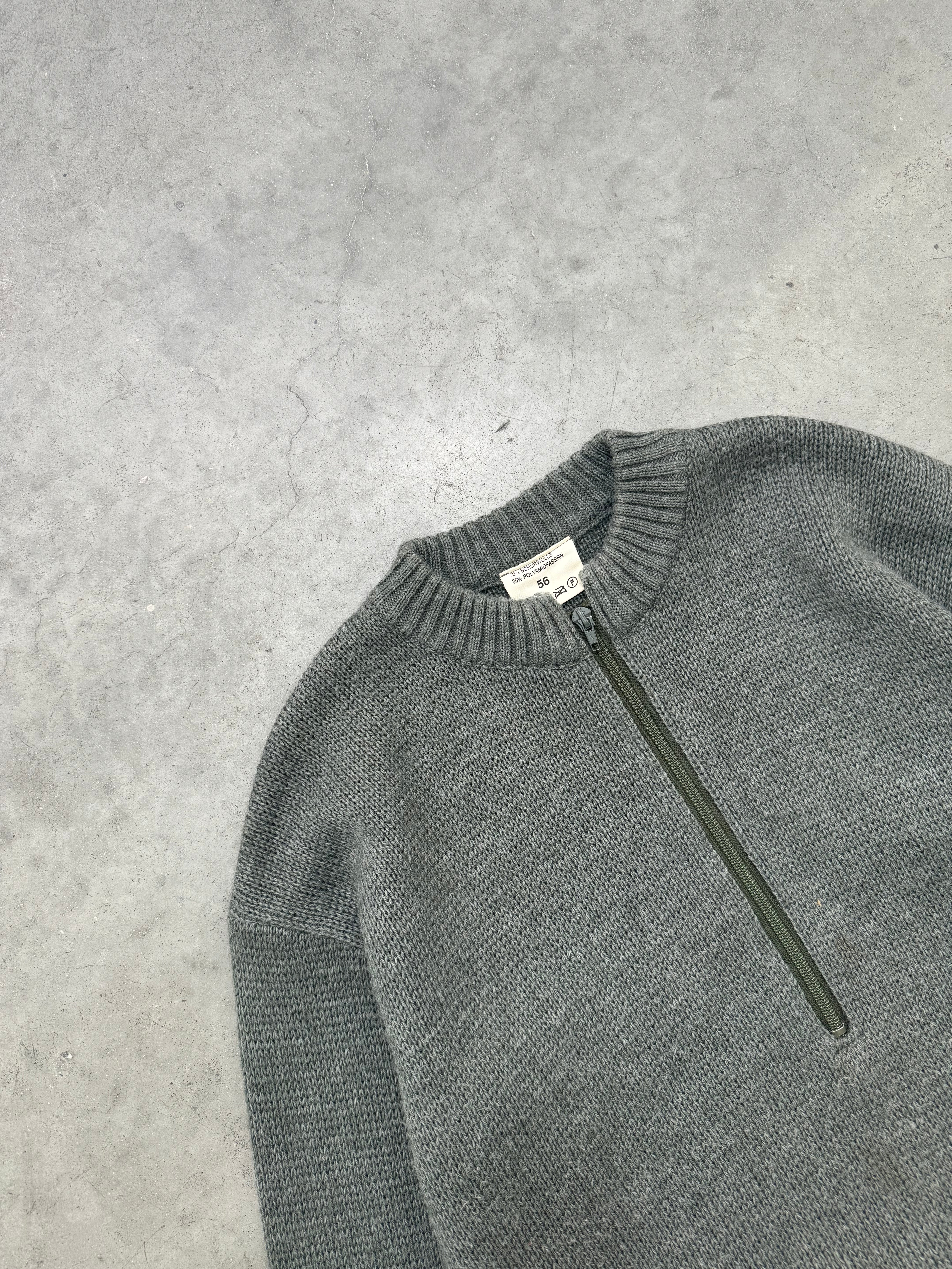 FADED GREEN HEAVYWEIGHT ARMY ZIP SWEATER - 1980S