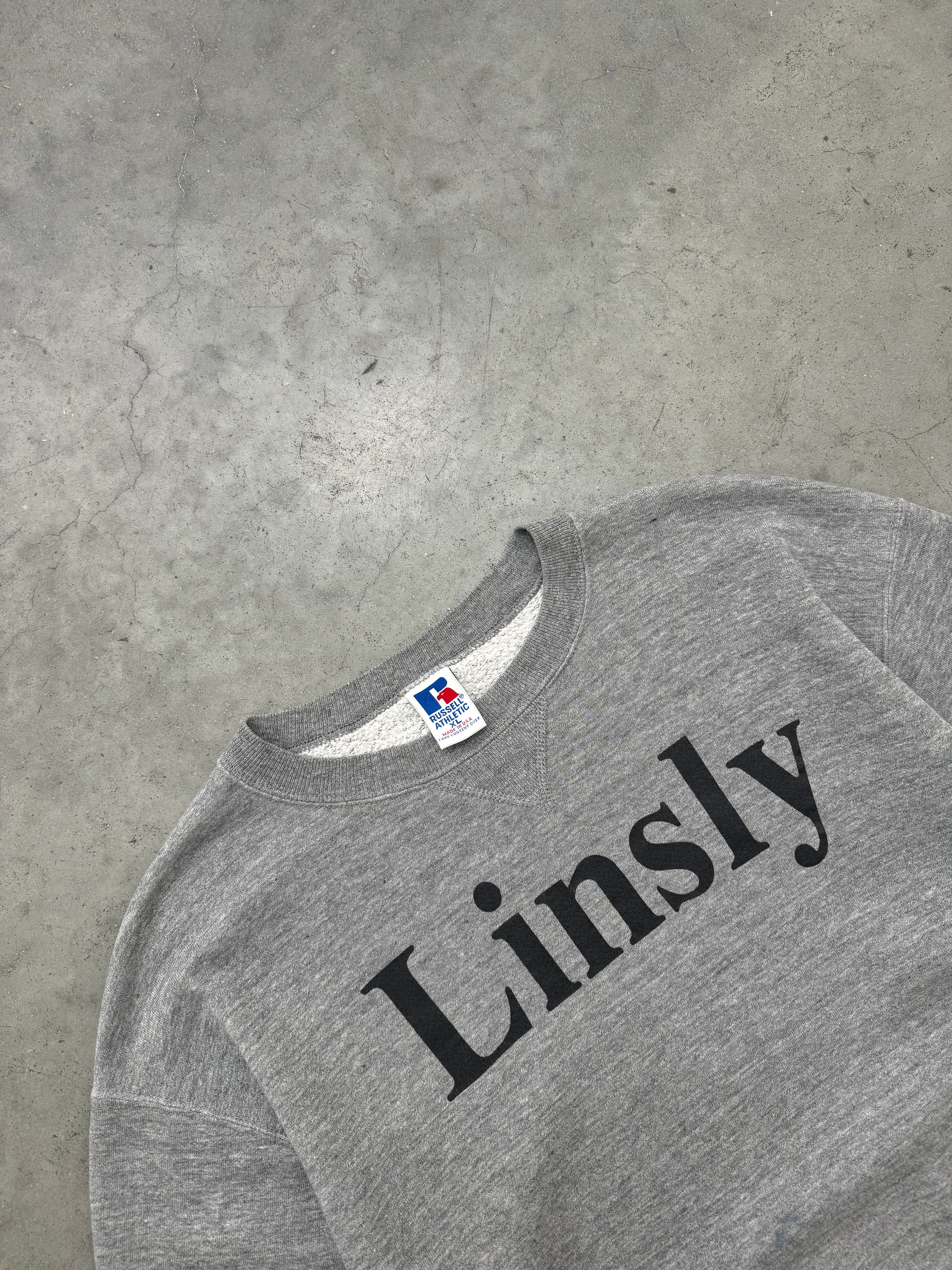 FADED HEATHER GREY "LINSLY" RUSSELL CREWNECK - 1990S