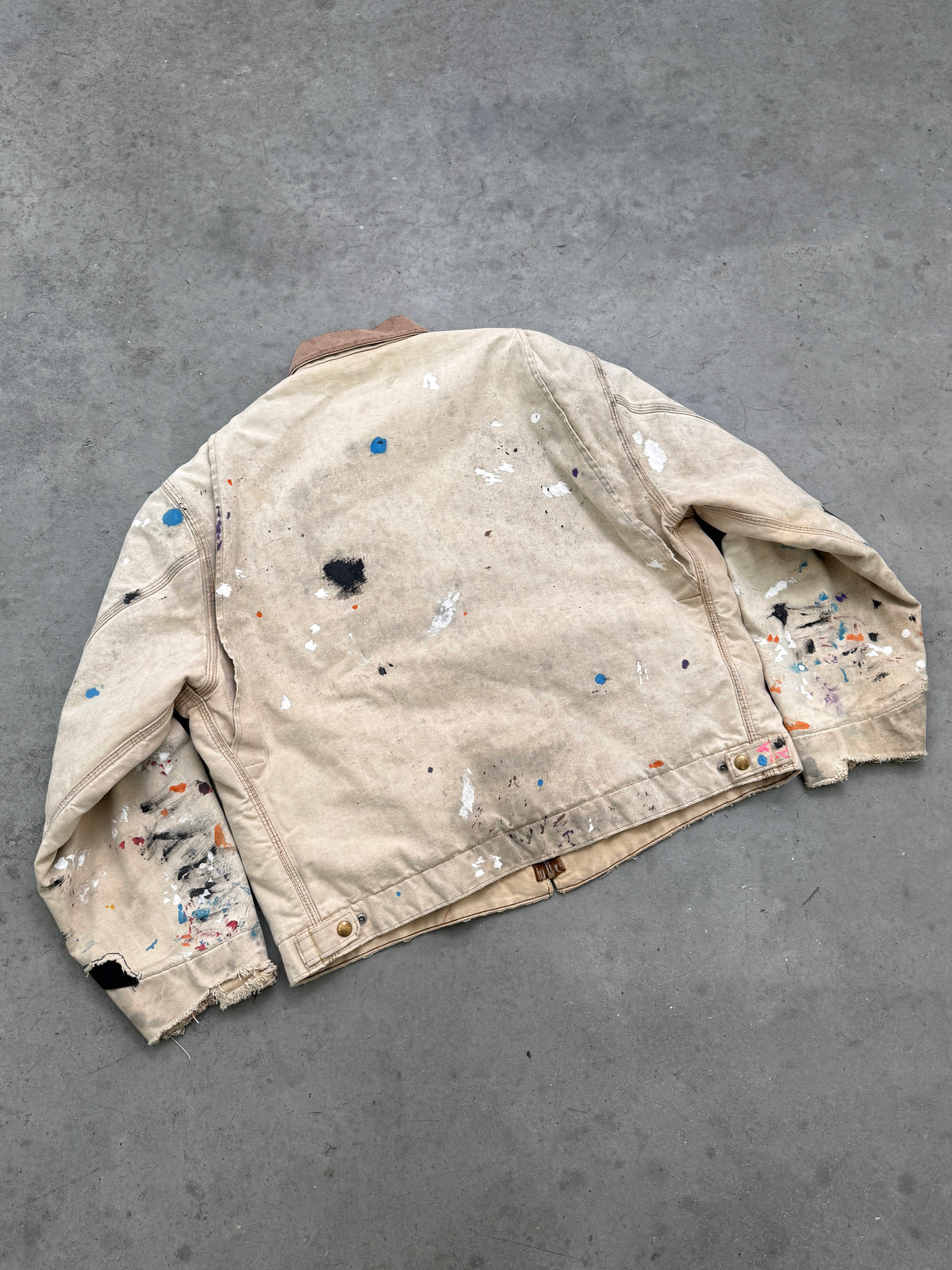 FADED BEIGE PAINTERS CARHARTT DETROIT JACKET - 1990S