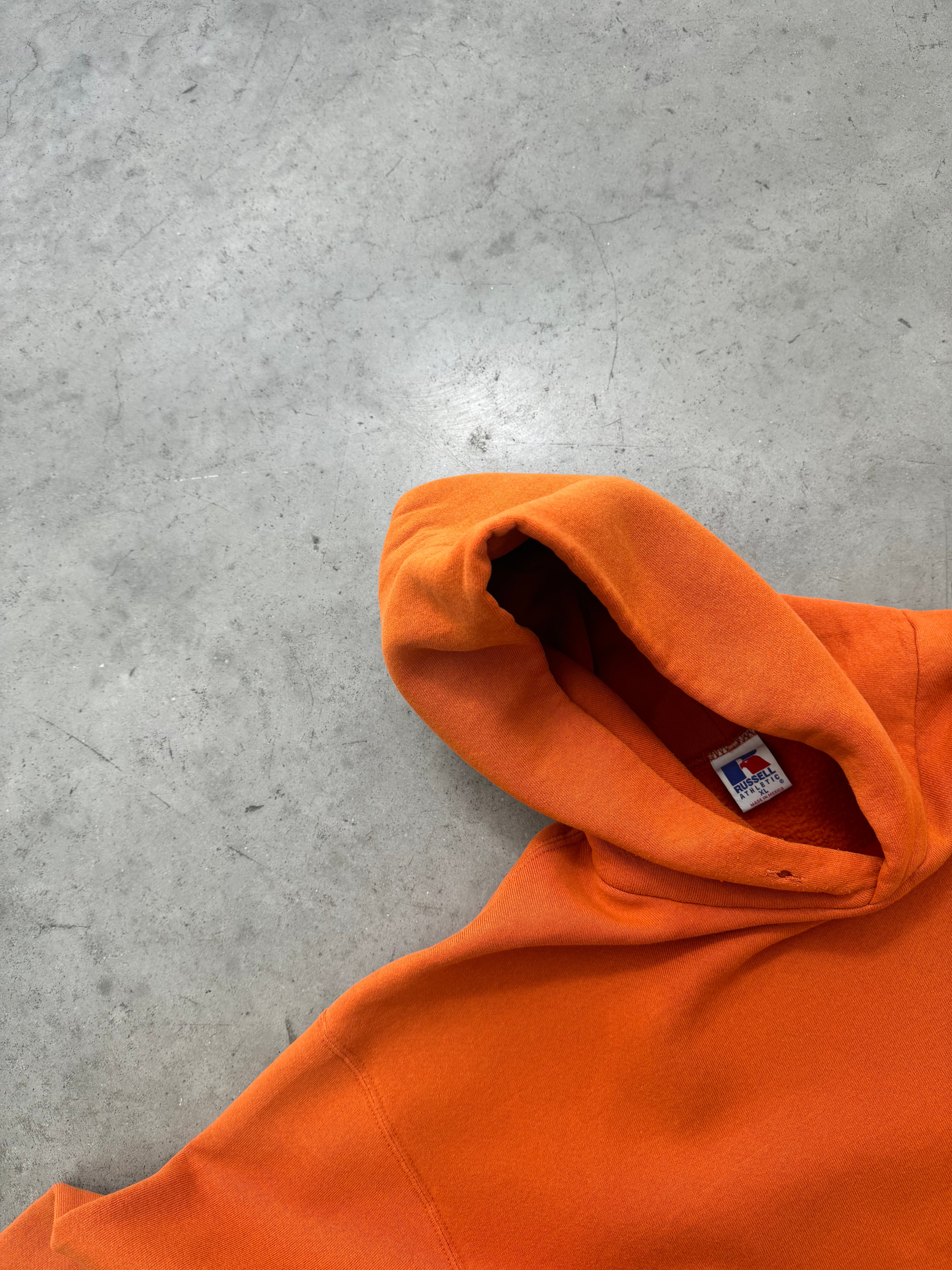 FADED ORANGE RUSSELL PAINTERS HOODIE - 1990S