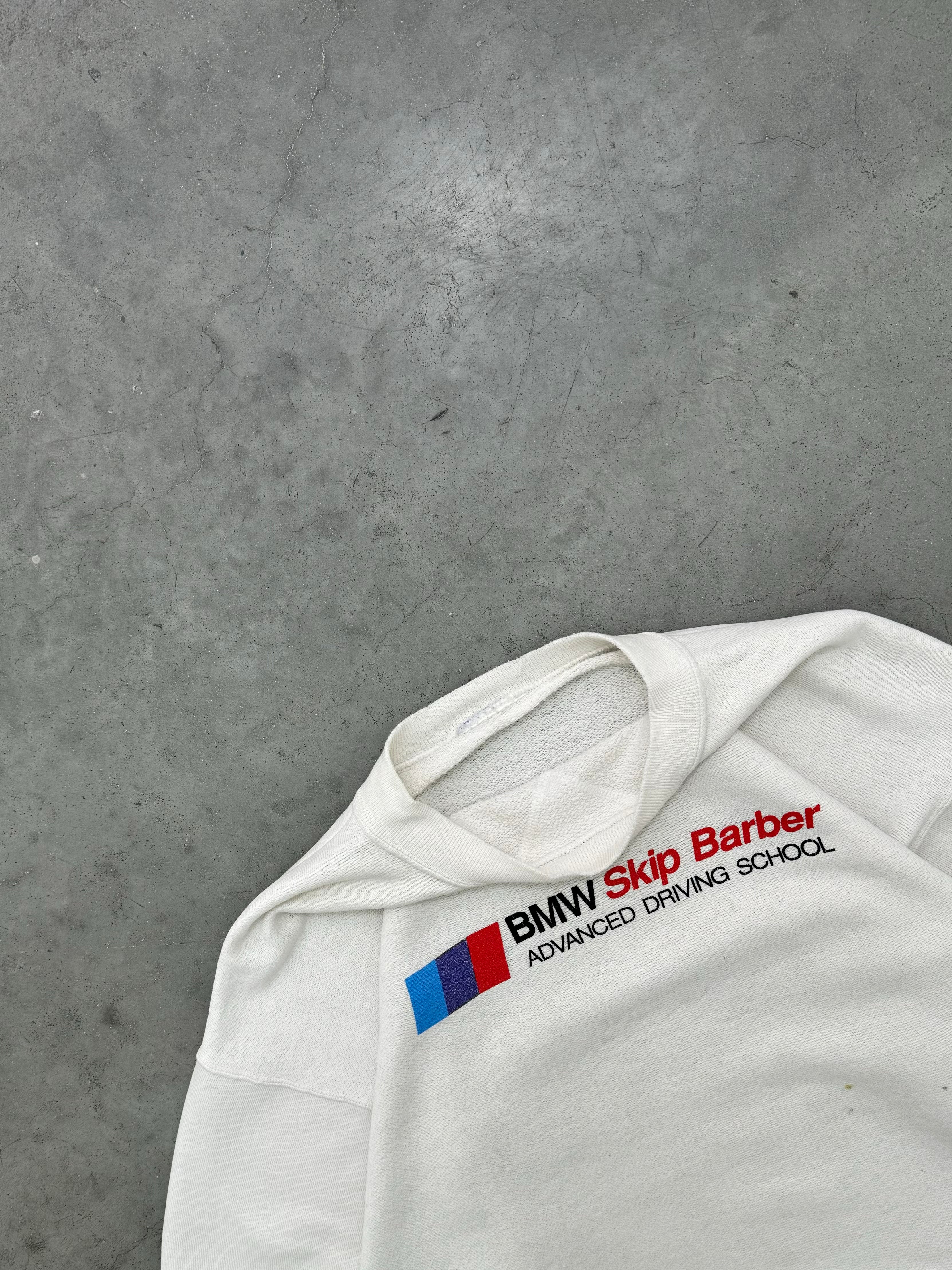 FADED BONE WHITE "BMW" CREWNECK - 1980S