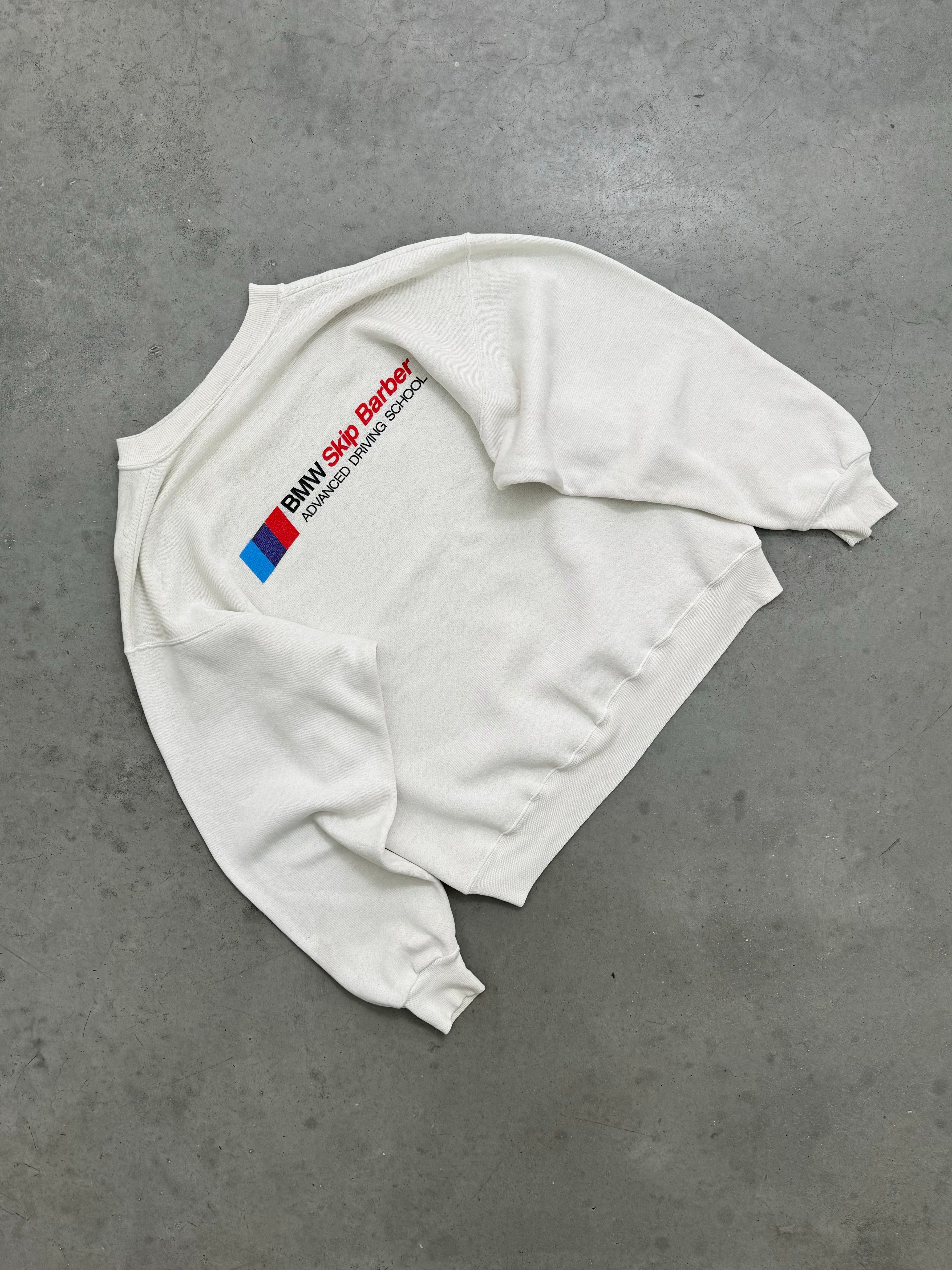 FADED BONE WHITE "BMW" CREWNECK - 1980S