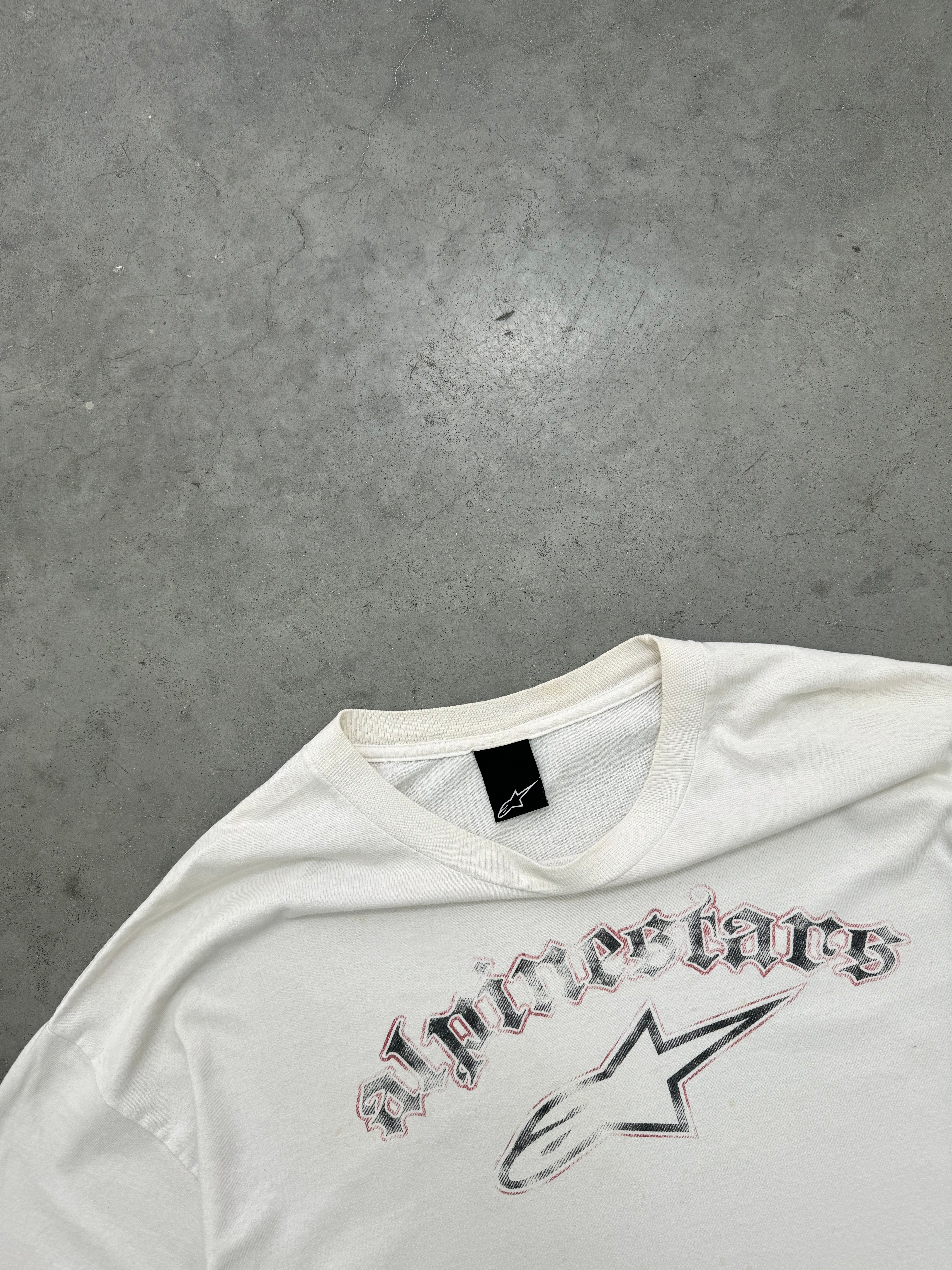 FADED WHITE "ALPINESTARS" TEE - 2000S