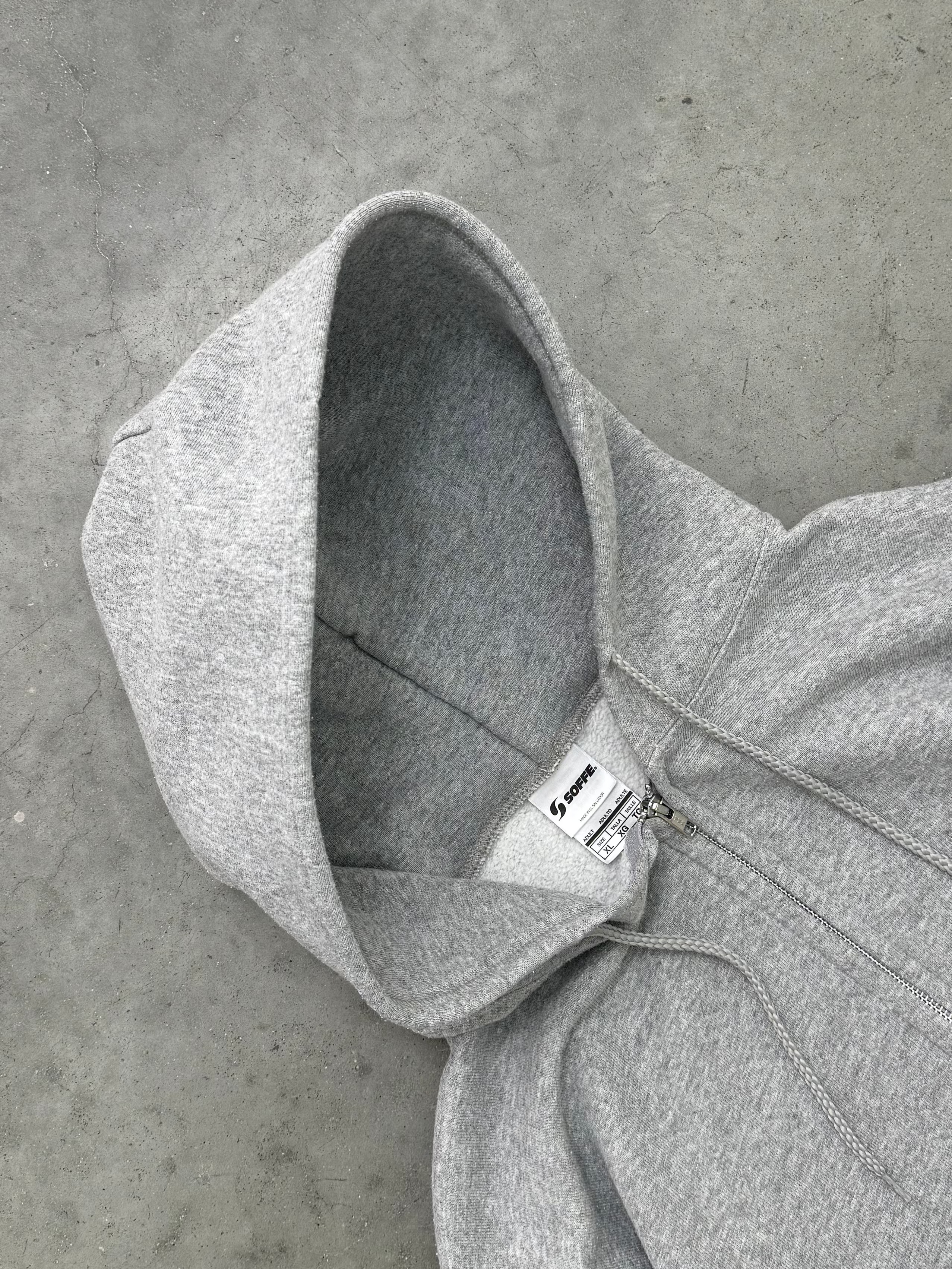 HEATHER GREY "SOFFE" ZIP UP HOODIE - 2000S