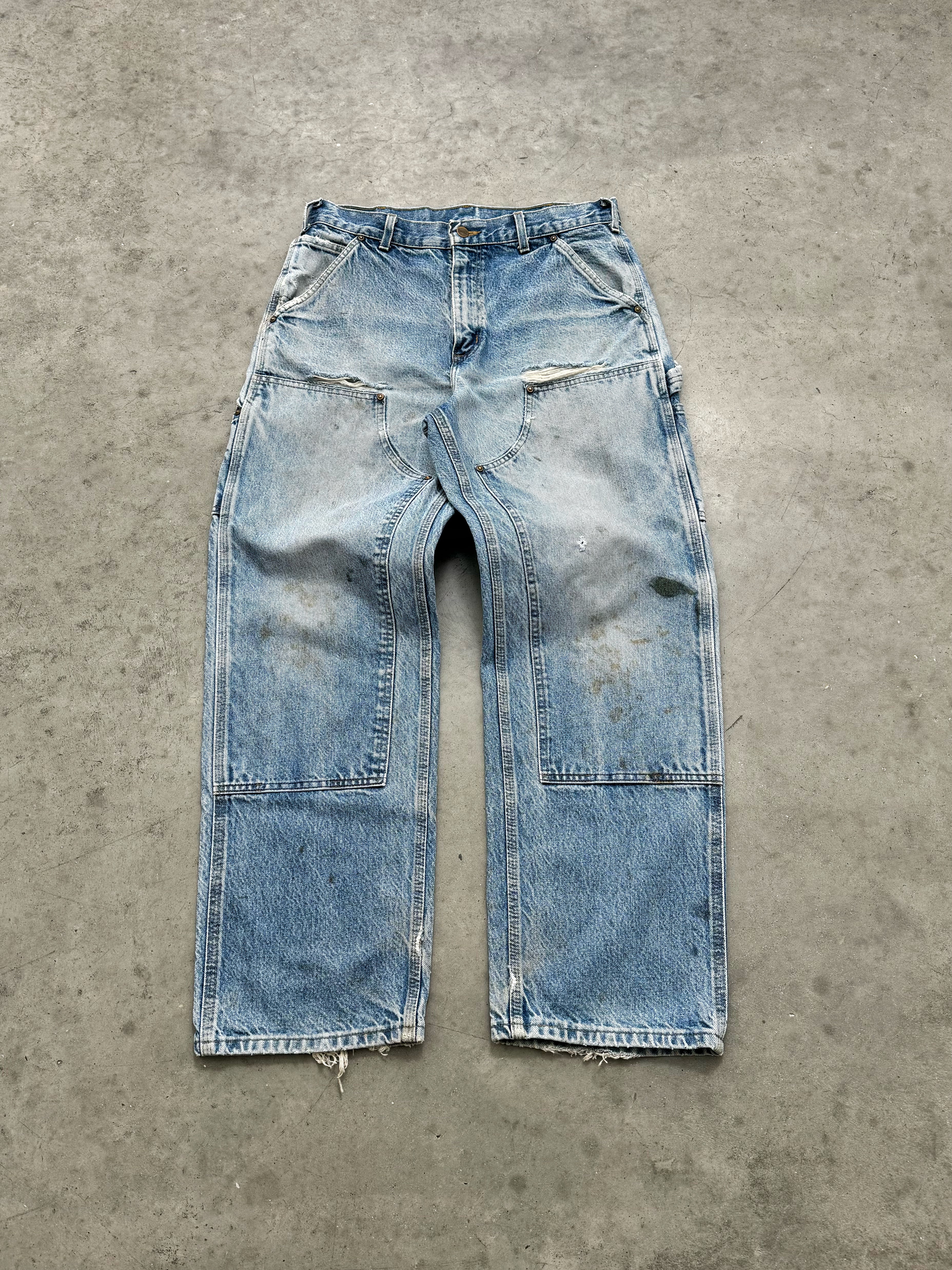 FADED AND DISTRESSED CARHARTT DOUBLE KNEE JEANS - 1990S