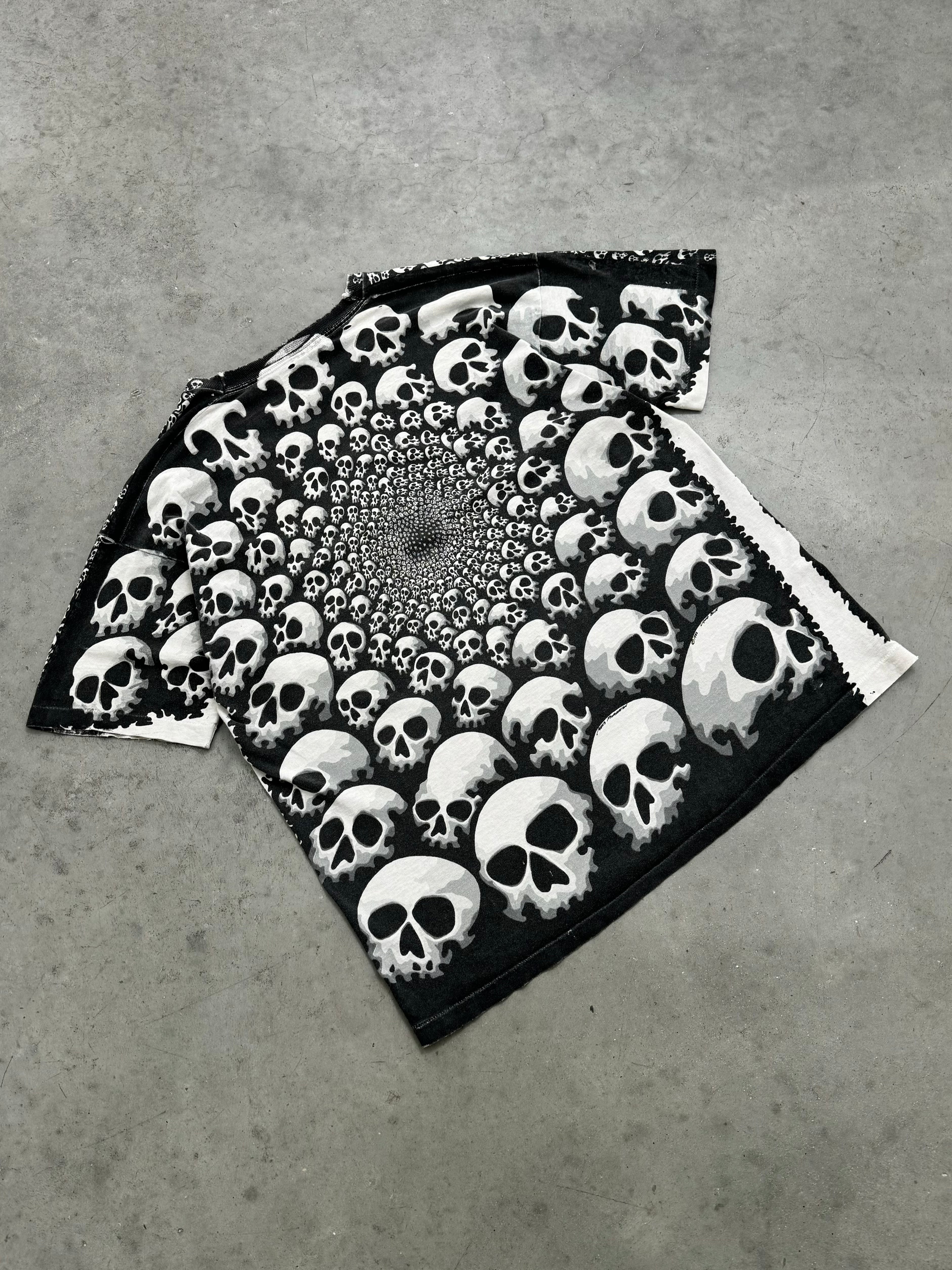 FADED SKULL PRINT "LIQUID BLUE" TEE - 1990S