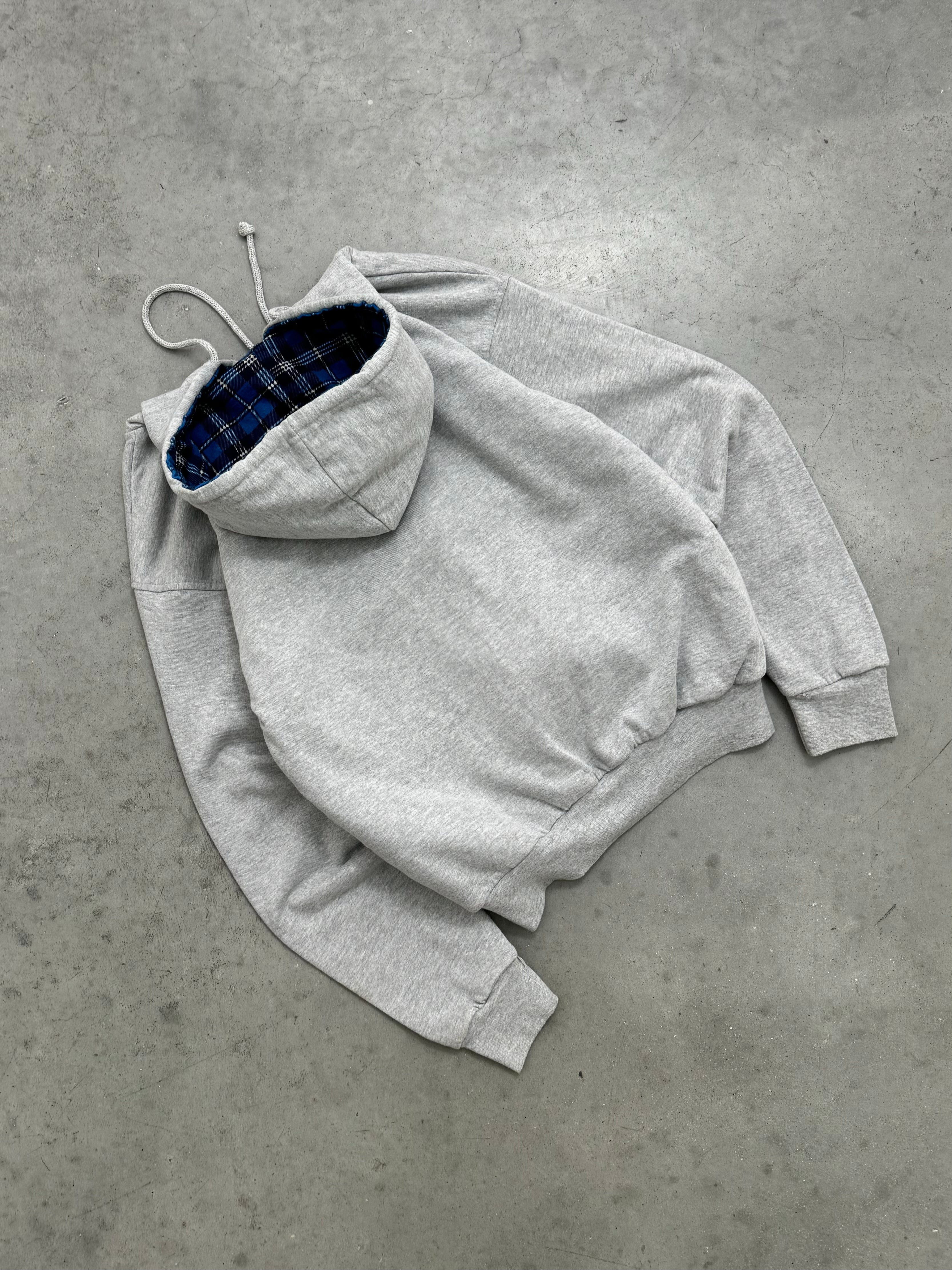 HEATHER GREY FLANNEL LINED ZIP-UP HOODIE - 2000S