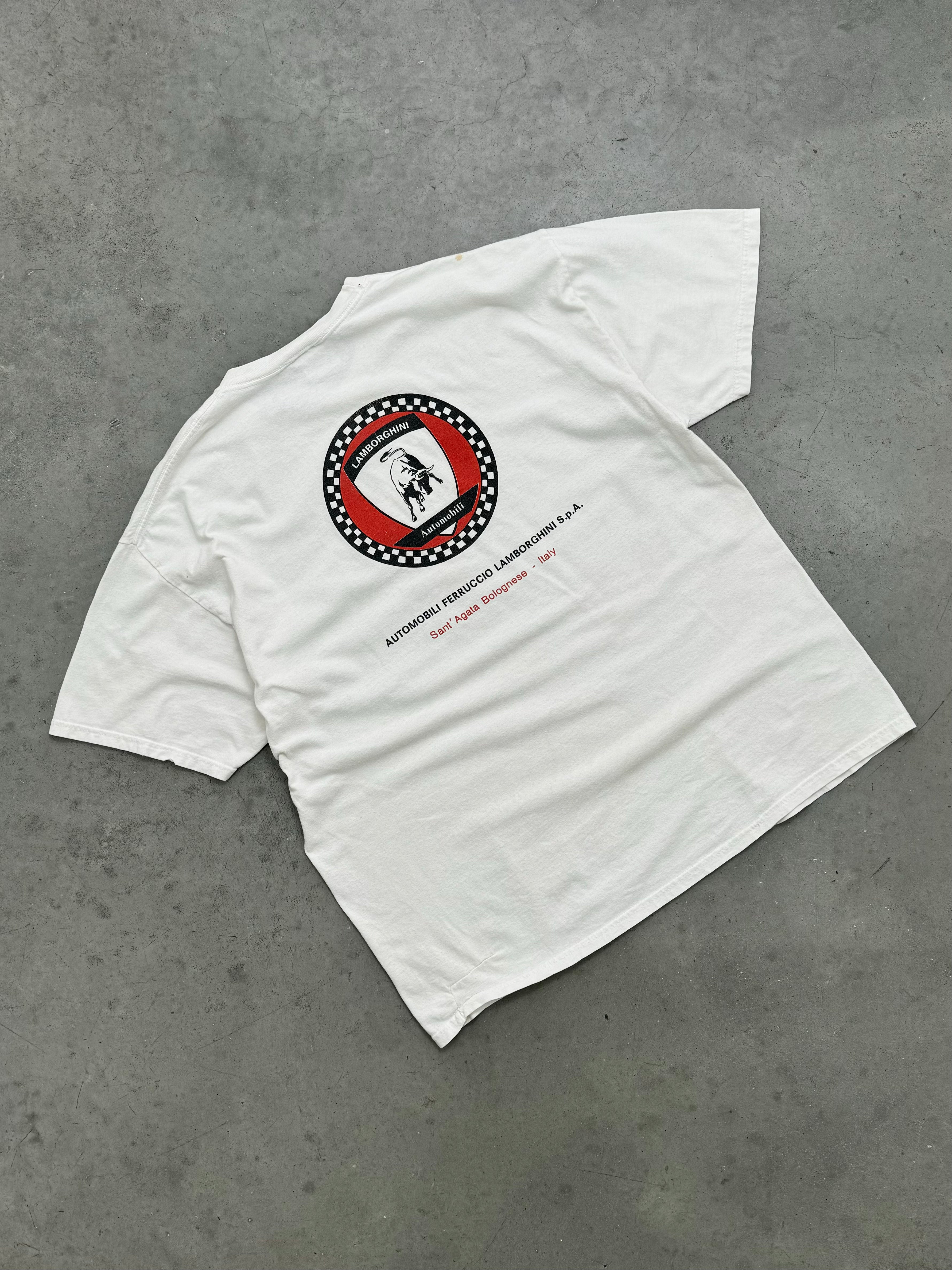 FADED WHITE "LAMBORGHINI" TEE - 2000S