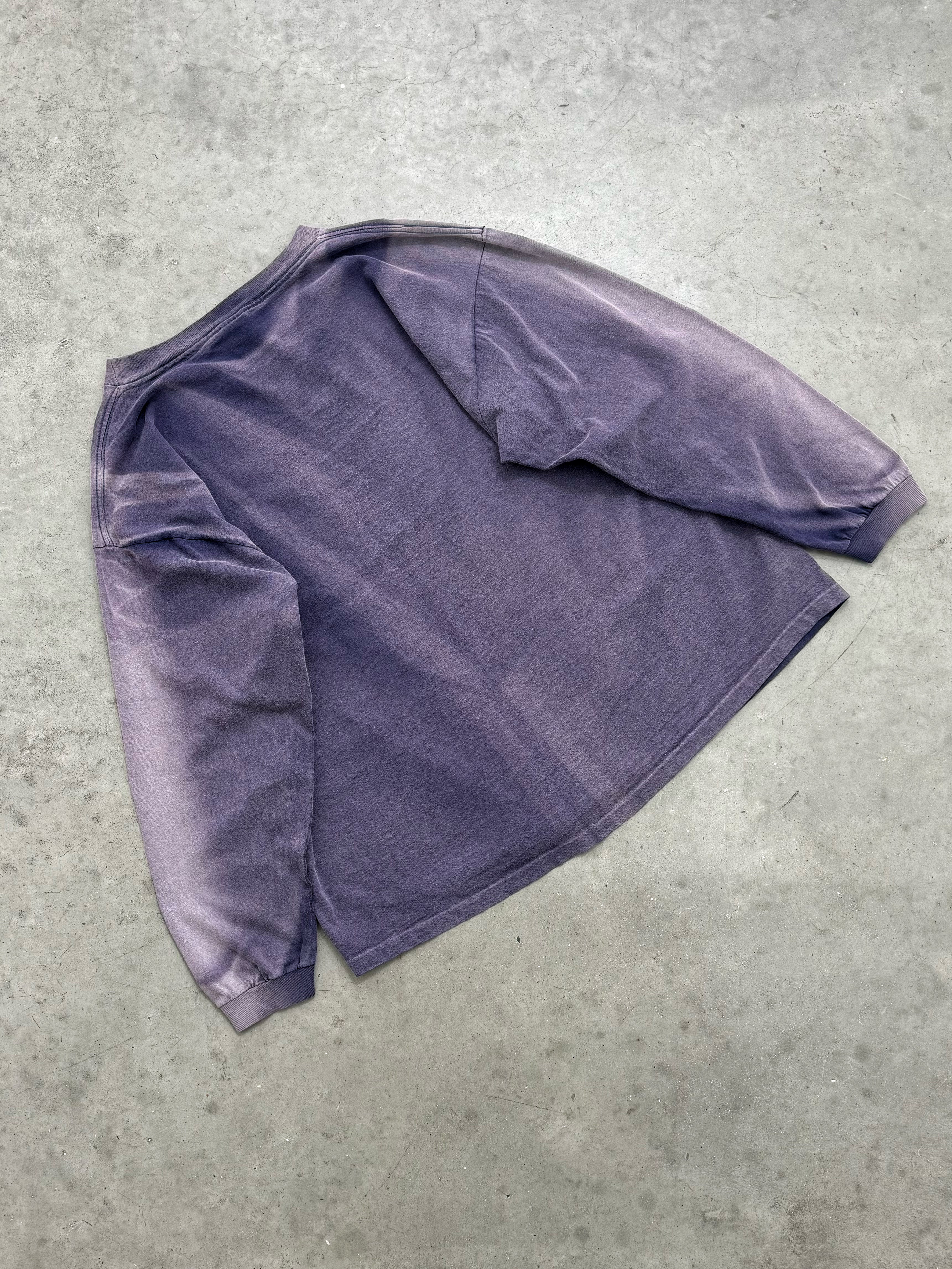 SUN FADED INDIGO LONG SLEEVE TEE - 1990S