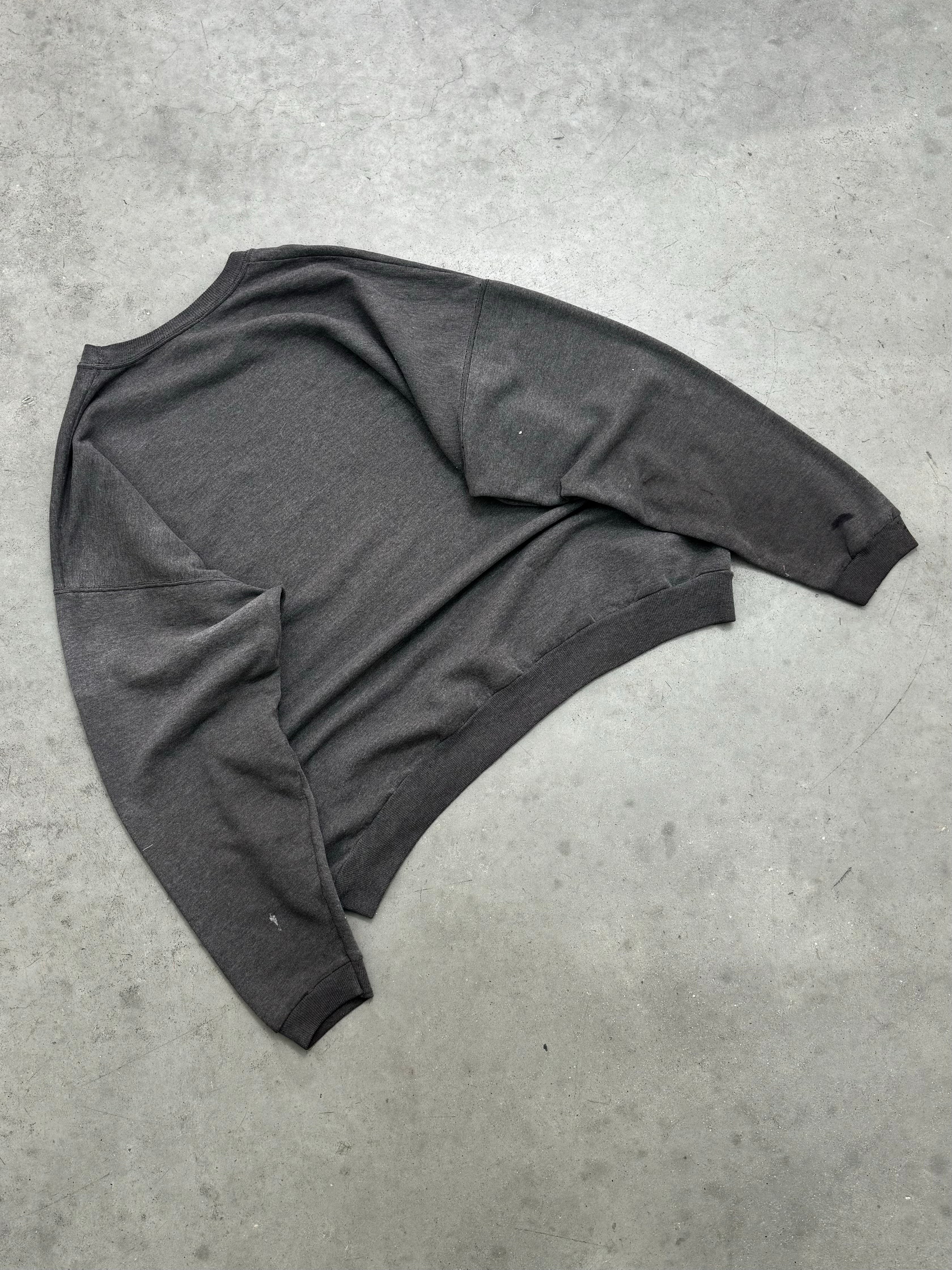 FADED & DISTRESSED CHARCOAL CREWNECK - 1990S