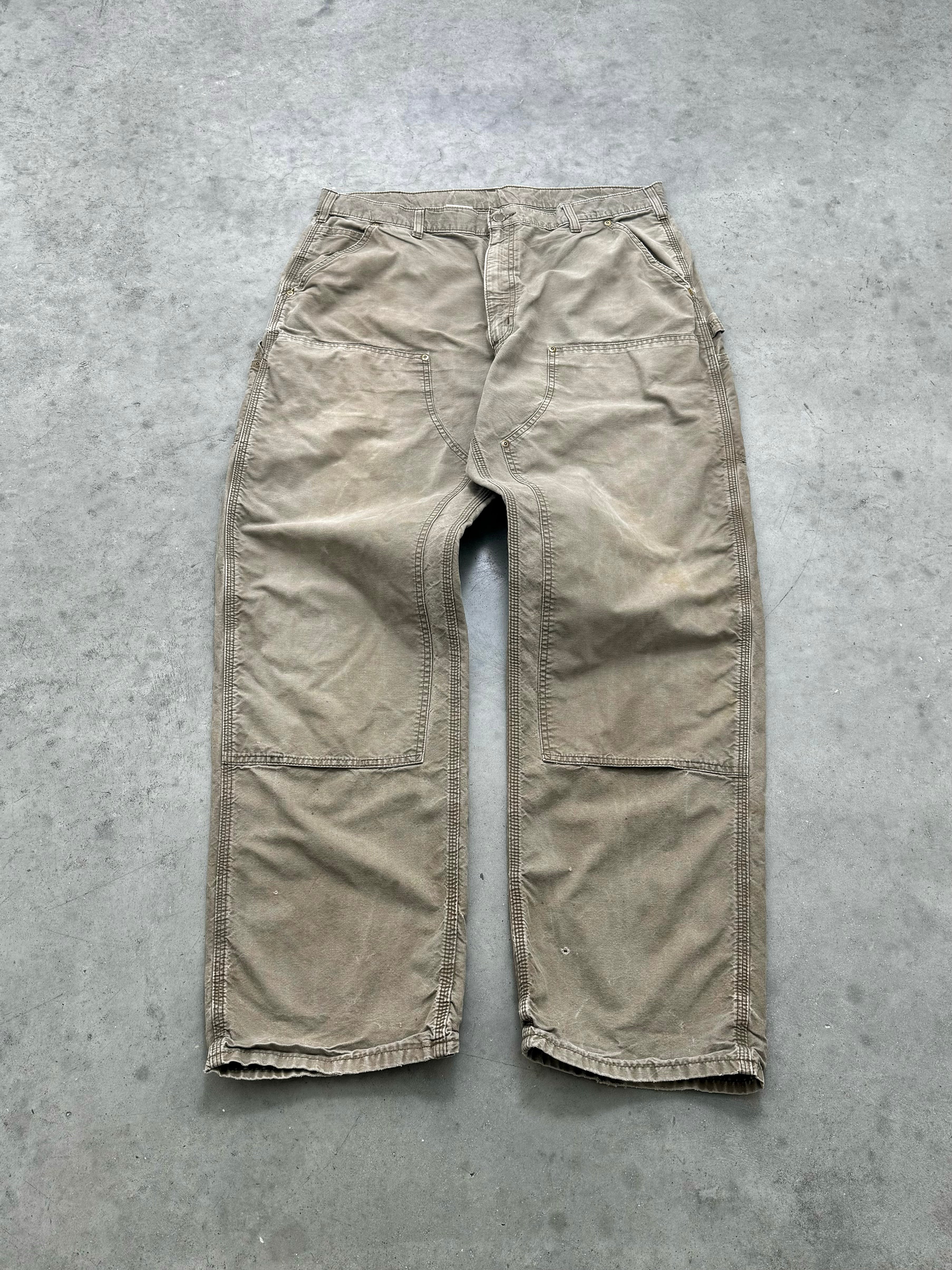 FADED OLIVE CARHARTT DOUBLE KNEE PANTS - 2000S